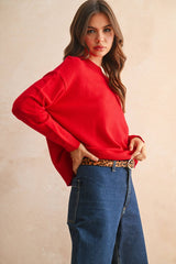 Red Mock Neck Sweater