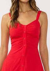 V-Neck Ruched Button Down Maxi Dress: