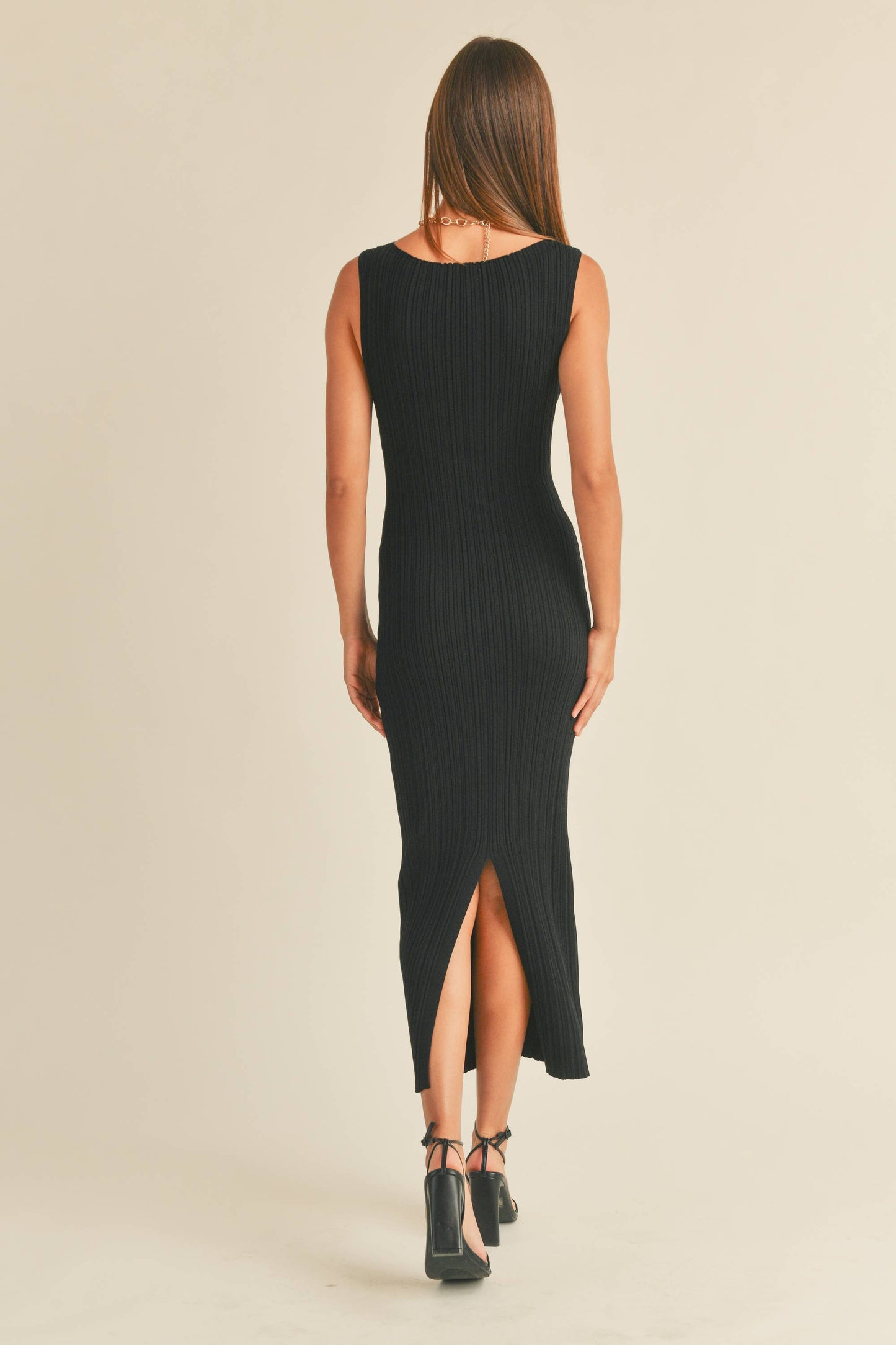 Rib Knitted Dress Hunter