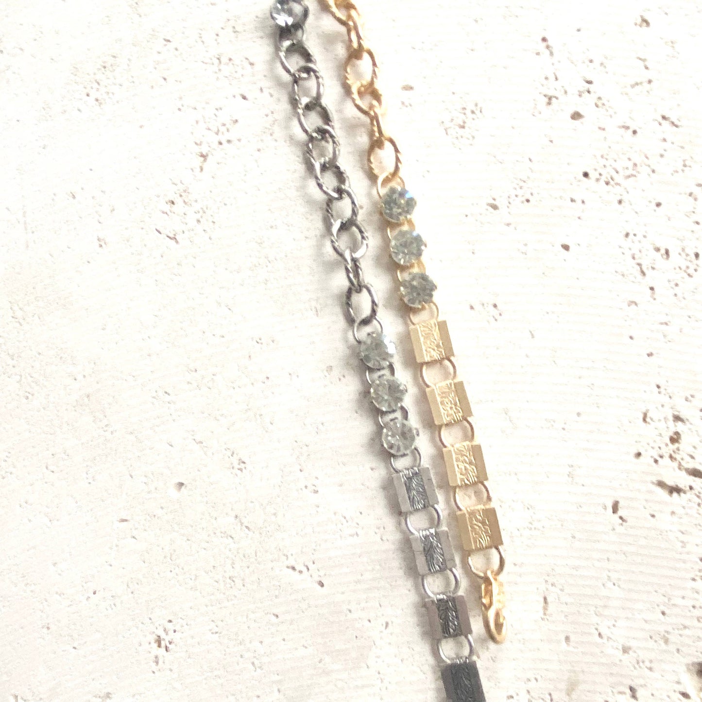 Crystal Bracelet Mixed Chain Vintage Style Boutique Salon: Matte gold