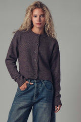 Cozy Button-Up Sweater Cardigan With Side Slits