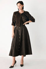 A faux fur crop jacket - FJ1490: Brown / Contemporary / L