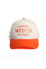 HALLOWEEN BADDEST WITCH IN TOWN Embroidery Two Tone Hat: Black