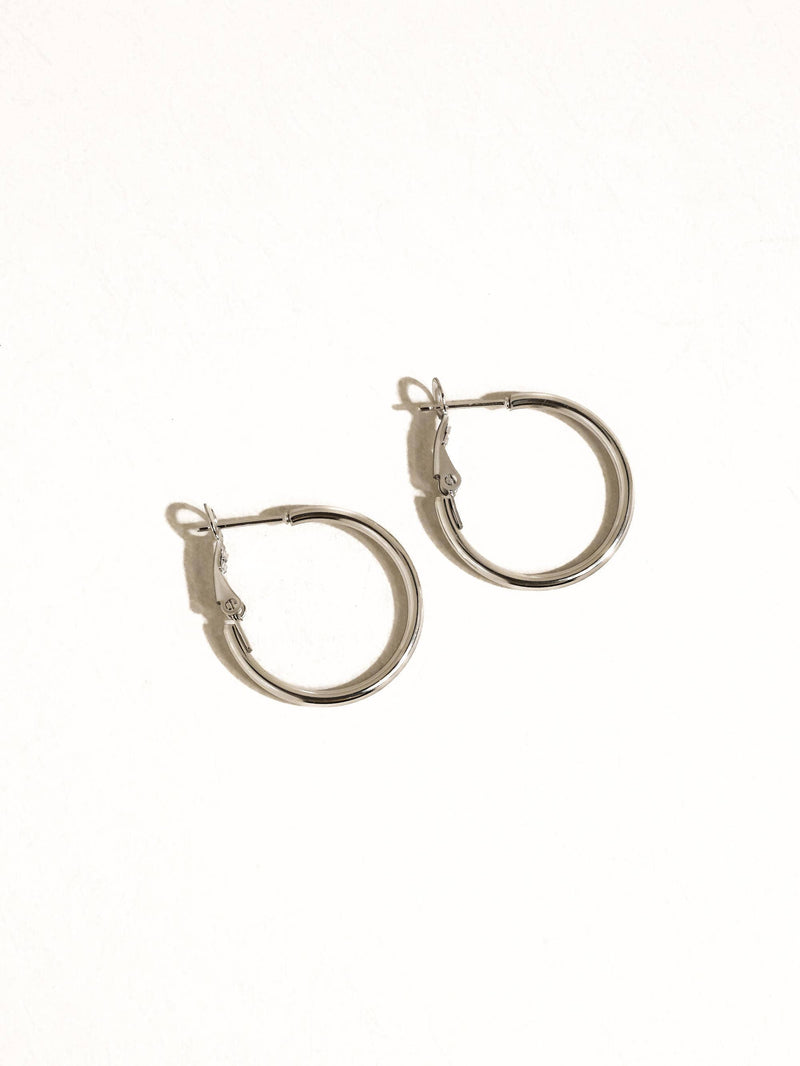 Eska 18K Gold Non-Tarnish Classic Thin Hoop Earring: Silver / 40 MM