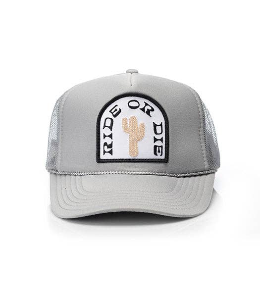 Ride or Die Patch Trucker Hat: Khaki