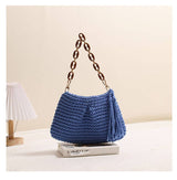 Handcrafted Woven Bag with Tassel Accent: BEIGE / One Size