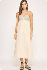Top Stitch Bustier Linen Midi