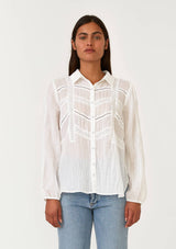 Lace Long Sleeve Button Down Blouse
