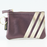 The Kara Wallet: 3 Side Stripes: Gold w/Platinum Stripes / Lobster