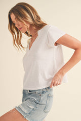 Crop V Neck Tee PINK