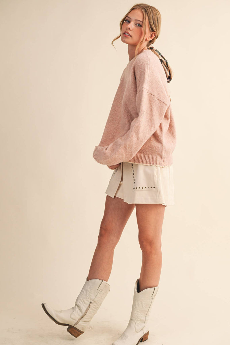 Olive Contrast Trim Sweater