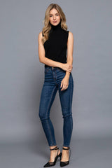 Sleeveless Turtle Neck Sweater Top IVORY