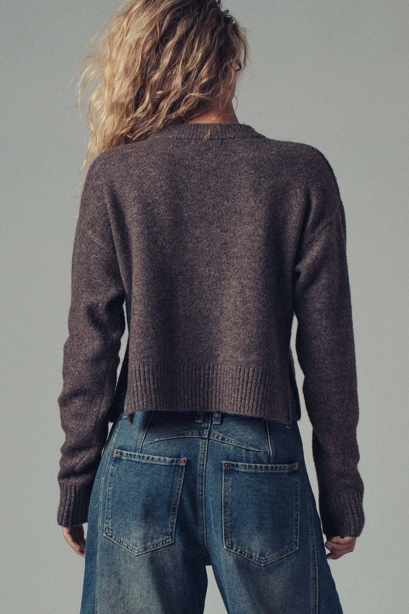 Cozy Button-Up Sweater Cardigan With Side Slits