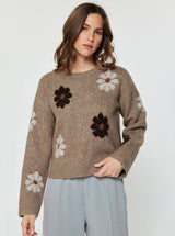 Daisy Floral Long Sleeve Knit Sweater