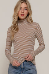 Stripe Long Sleeve Turtle Neck