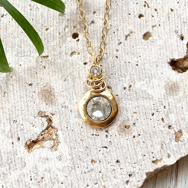 Swarovski Crystal necklace, bridal, boutique, salon,gold: 17”