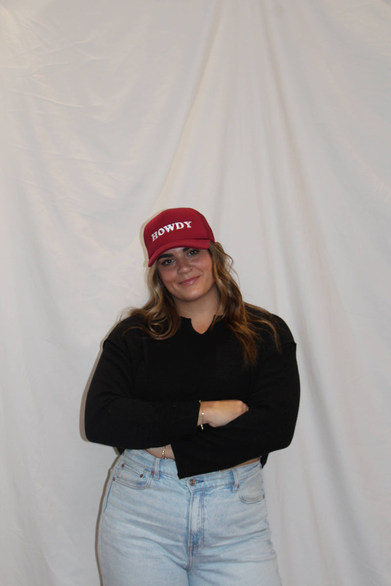 Trucker Hat Maroon Howdy
