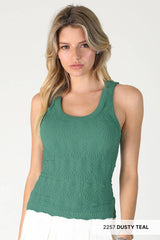 Reversible Lace Textured Tank Mousse