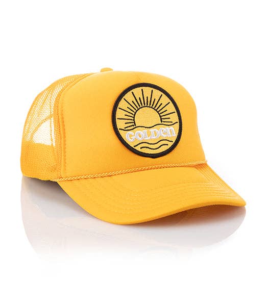 Golden Patch Trucker Hat: Black