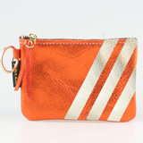 The Kara Wallet: 3 Side Stripes: Gold w/Platinum Stripes / Lobster