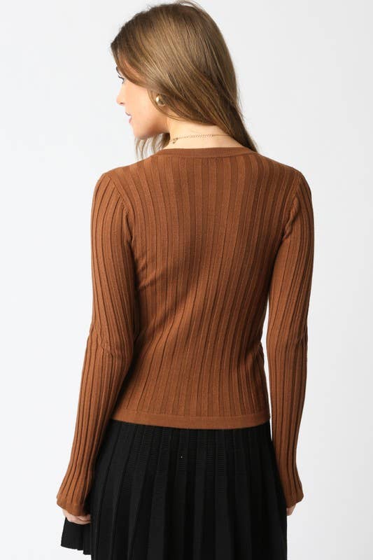 Haley Knit Button Top: Burgundy