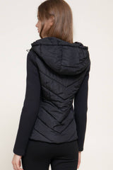 Hight Neck Adjustable Hoodie Quilted Puffer Jacket: IVY-cream / L