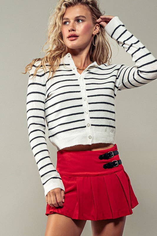 Eco-Friendly Striped Cropped Cardigan
