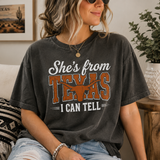She’s From Texas Shirt – Comfort Colors Western Longhorn: Pepper / M