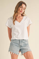Short Sleeve V Neck choc