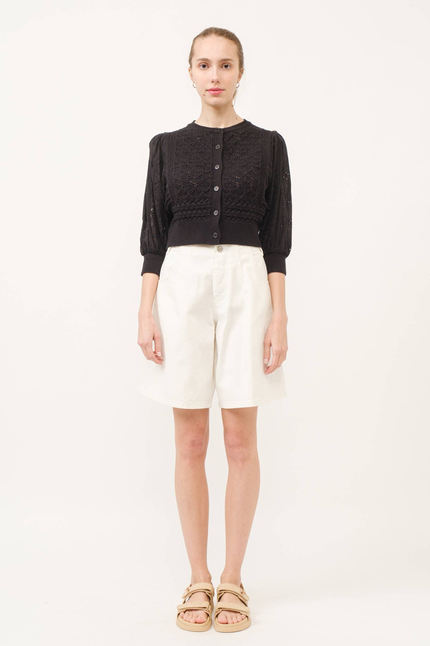 3/4 sleeve cardigan cream