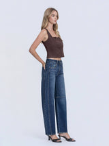 HIGH RISE DARK WASH BARREL