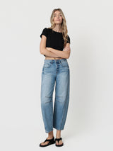 High Rise Dart Structured Barrel Pant