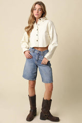 Madge Cropped Shirt: Ecru / S