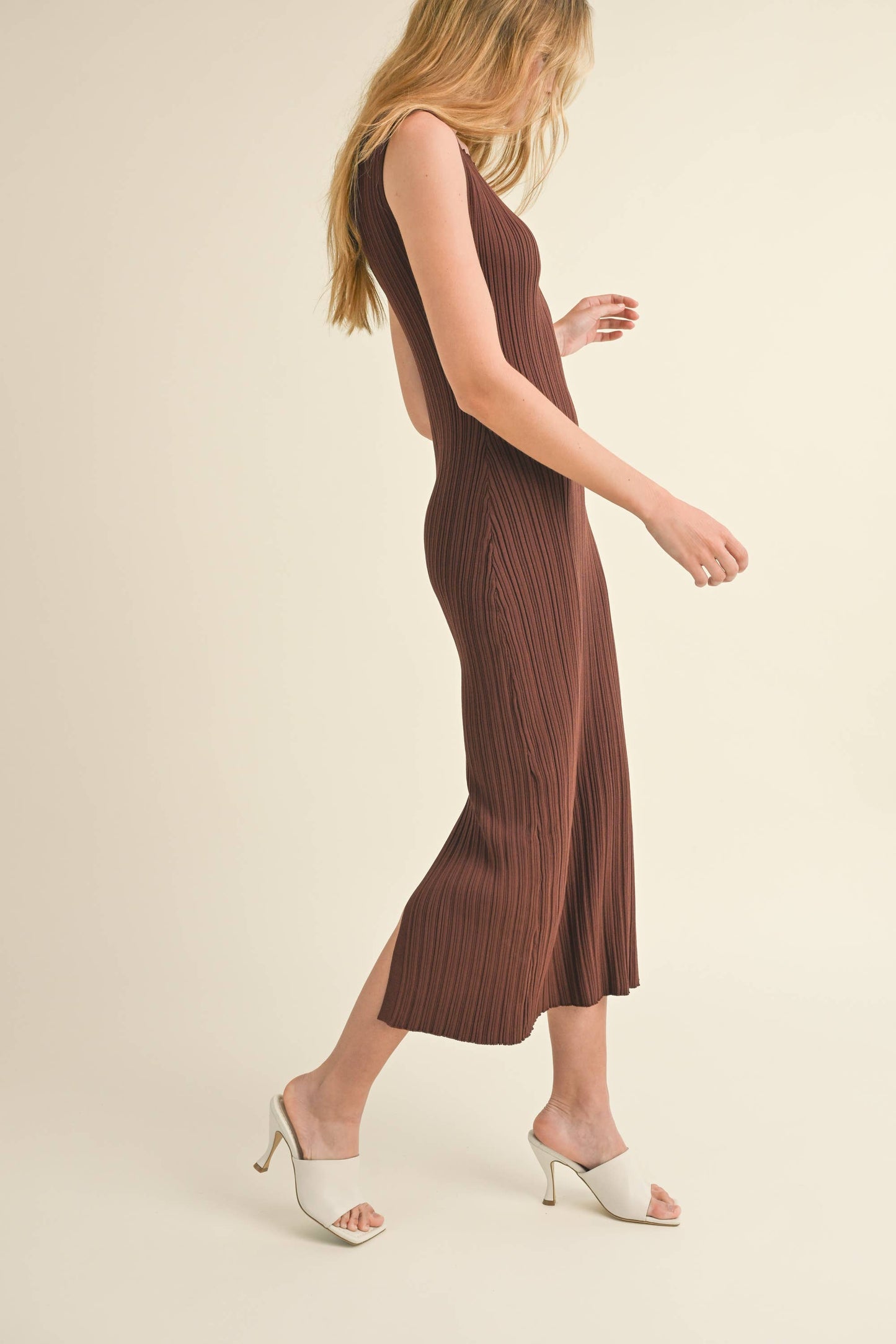 Rib Knitted Dress Hunter