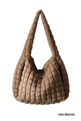 Premium Oversized Quilted Carryall Crossbody Bag: SAGE GREY / 1 (ONE SIZE)