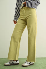 MMP623   STRAIGHT WIDE LEG DENIM PANTS: ECRU / L