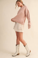 Olive Contrast Trim Sweater