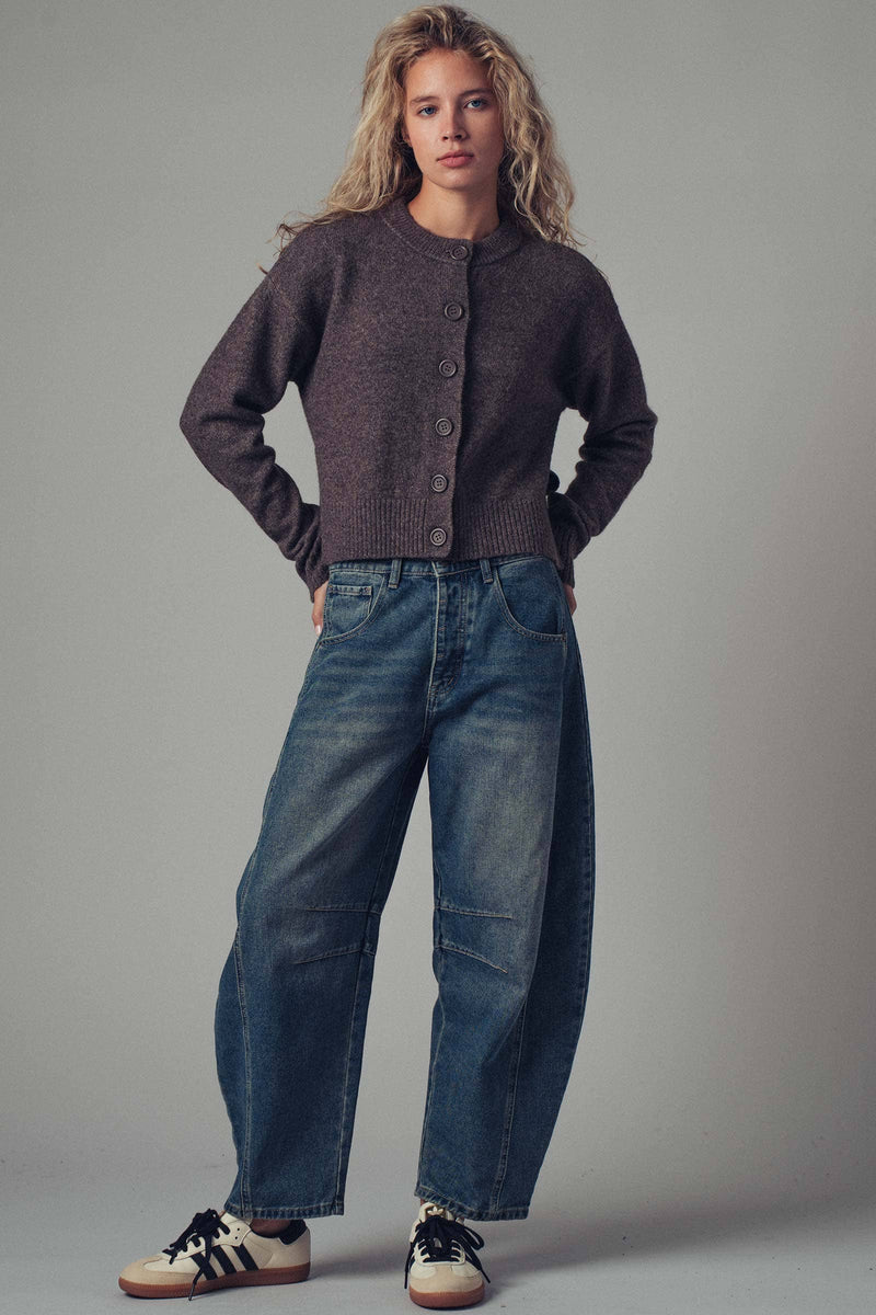 Cozy Button-Up Sweater Cardigan With Side Slits