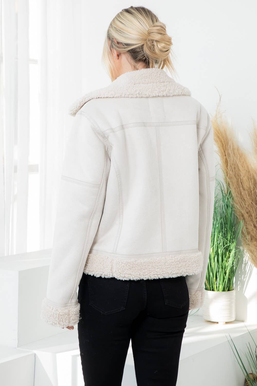 Suede Shearling Moto Jacket