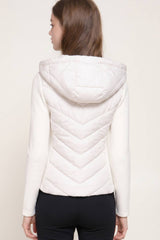Hight Neck Adjustable Hoodie Quilted Puffer Jacket: BLK-black / L
