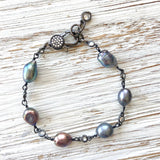 Fresh water pearl bracelet boutique salon jewelry beach sea: White pearl gold chain