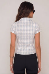 Plaid Button Front Blouse