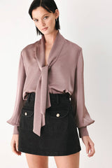 A solid woven top - FT2176 MAUVE: MAUVE / Contemporary / L