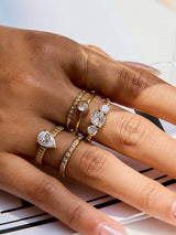 Flair 18K Gold Non-Tarnish Thin CZ Band: Yellow Gold / 8