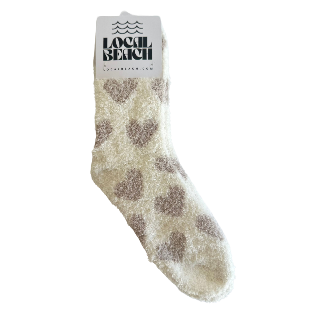 Local Beach Love Collection Heart Cozy Socks: Sand/Cream / Heart Sock