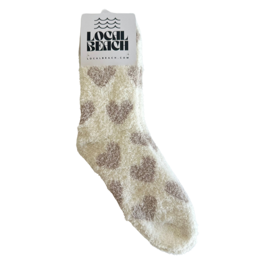 Local Beach Love Collection Heart Cozy Socks: Sand/Cream / Heart Sock
