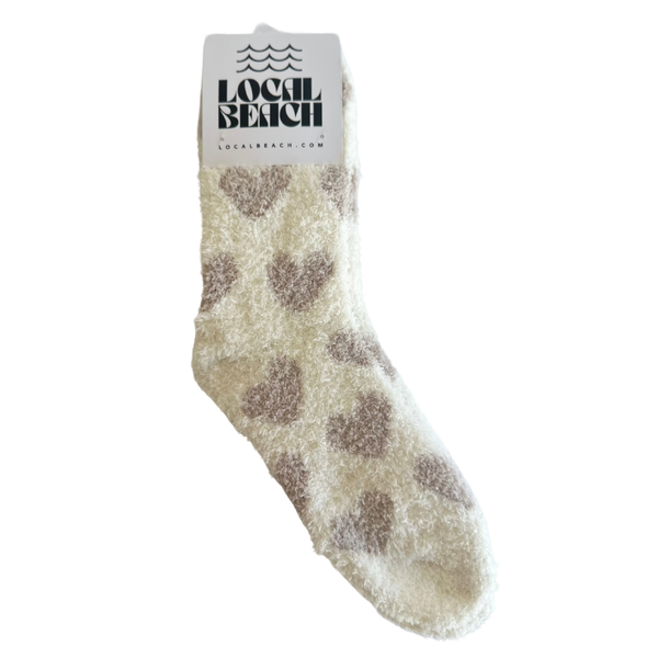 Local Beach Love Collection Heart Cozy Socks: Sand/Cream / Heart Sock
