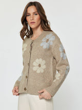Floral Knit Sweater Cardigan