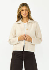 Fuzzy Plaid Button-Front Sweater Jacket