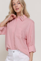 Long Sleeve Linen Blend Shirt NATURAL